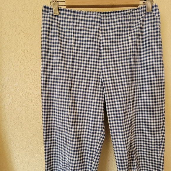 Veronica Beard High-Rise Gingham Navy Zipper Pants size 8 - Picture 3 of 9